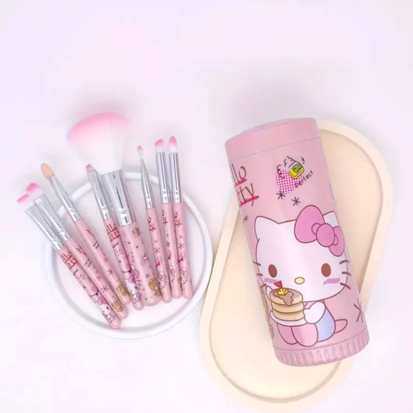 HELLO KITTY Professional 8pc Makeup Brush Set with Open & Close Rotating Case - Picture 8 of 14